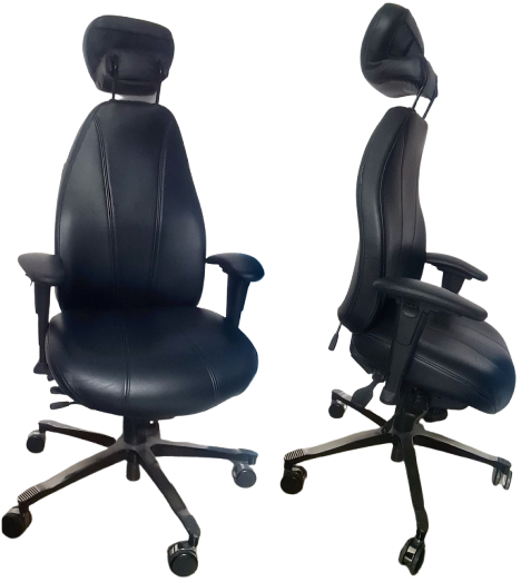 Fauteuil bureau ergonomique cuir pleine fleur noire Modele T4000 Parfait Etat