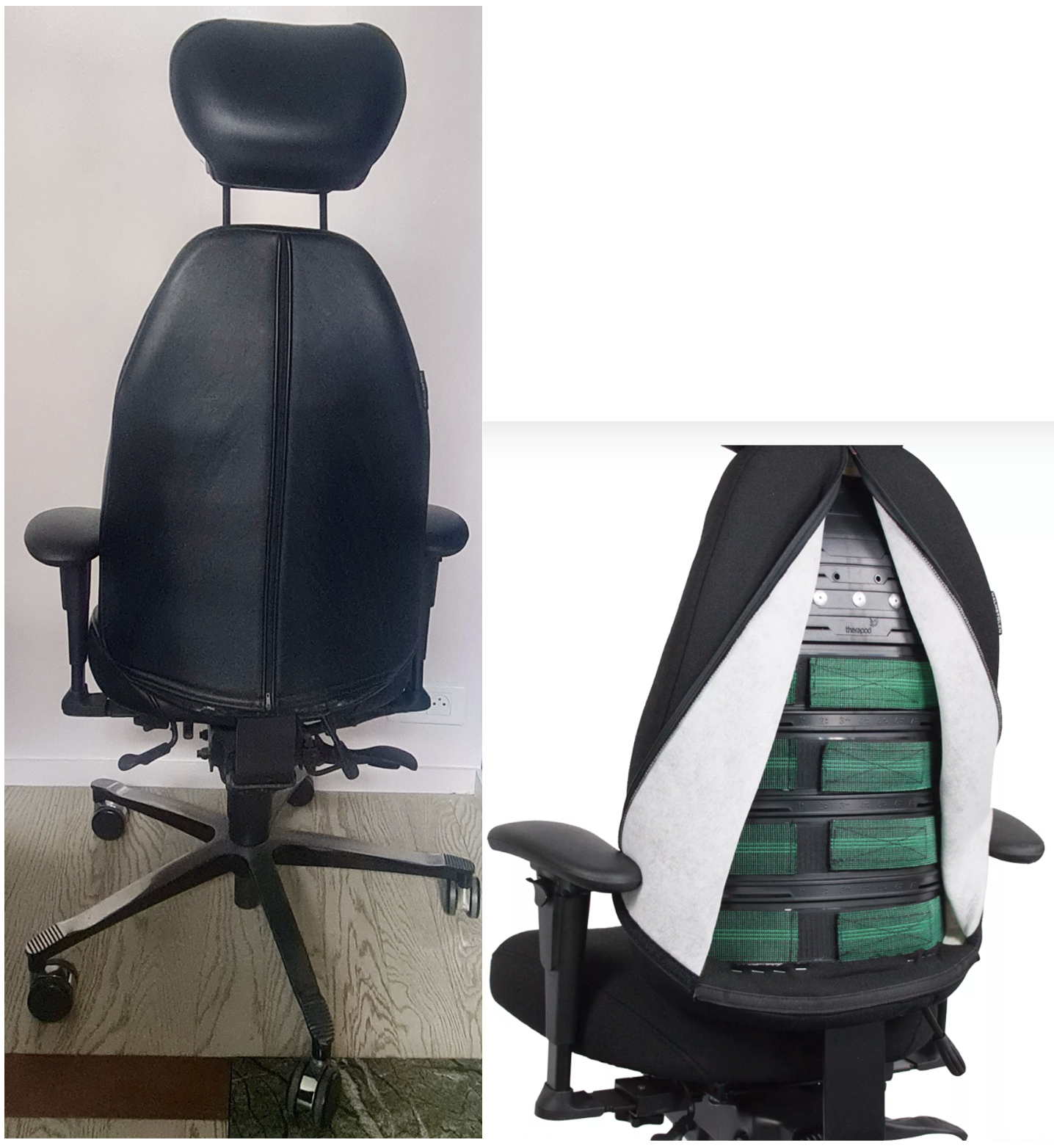 Fauteuil bureau ergonomique cuir pleine fleur noire Modele T4000 Parfait Etat – Image 3