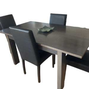 Table à manger rectangulaire en bois avec rallonge centrale