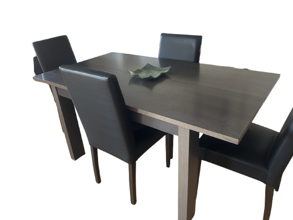 Table à manger rectangulaire en bois avec rallonge centrale