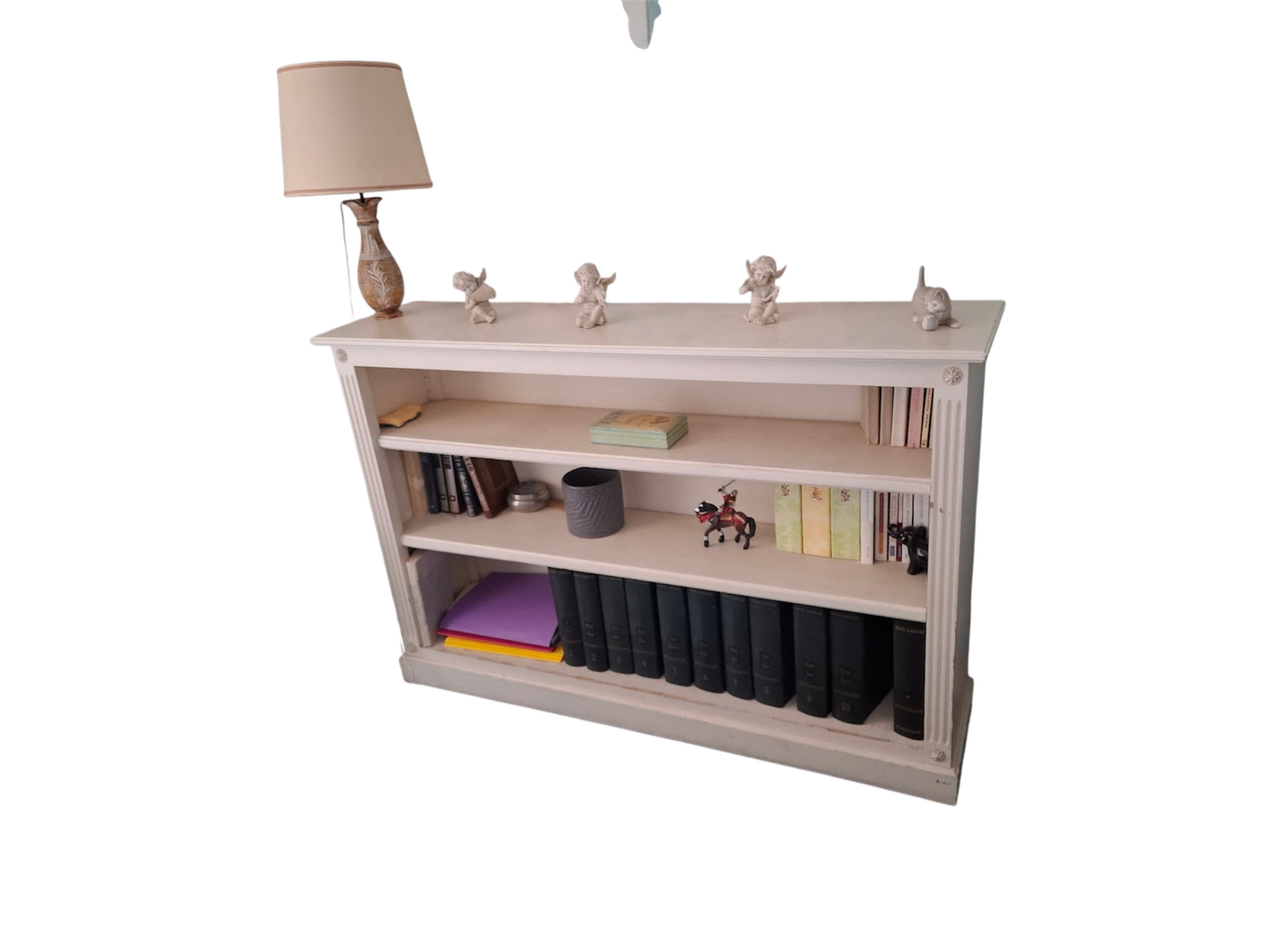 Étagère basse en bois blanc cassé/creme